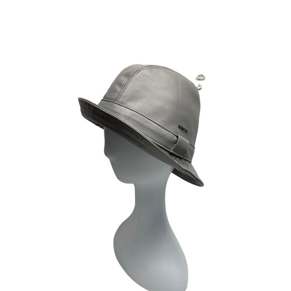 Vintage Kangol Unisex Gray Leather Fedora Hat Sz L -  17in Head Cirunmference - Picture 5 of 13